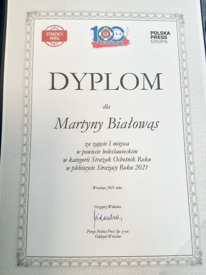 Martyna Białowąs uhonorowana