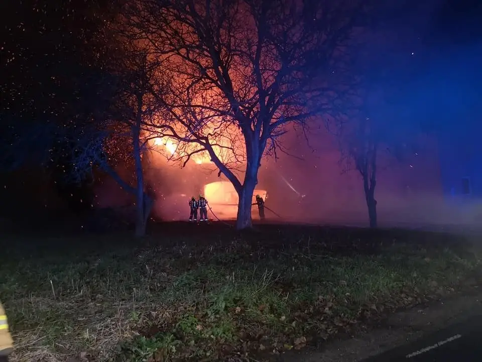 Pożar stodoły w Tomaszowie Bolesławieckim