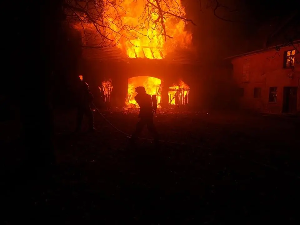 Pożar stodoły w Tomaszowie Bolesławieckim