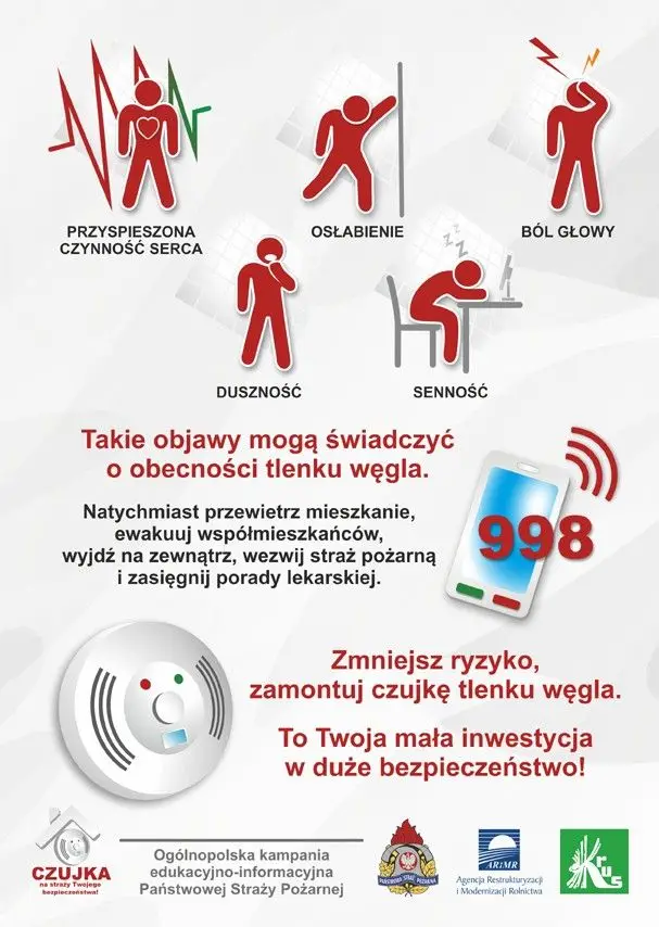 Ulotka ostrzegająca przed czadem