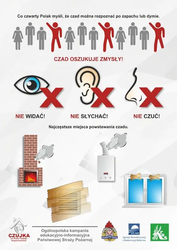 Ulotka ostrzegająca przed czadem