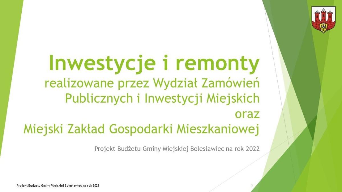 Prezentacja dotycząca budżetu Miasta Bolesławiec na ten rok