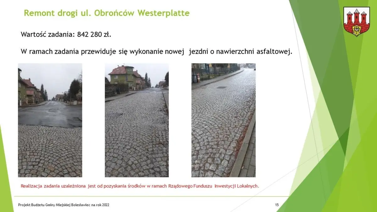 Prezentacja dotycząca budżetu Miasta Bolesławiec na ten rok