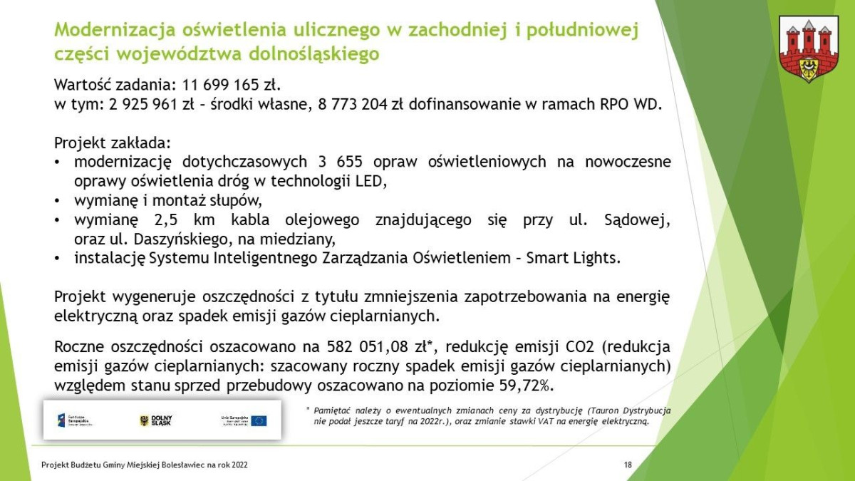 Prezentacja dotycząca budżetu Miasta Bolesławiec na ten rok