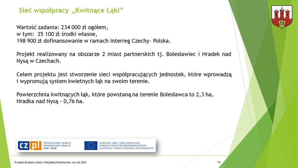 Prezentacja dotycząca budżetu Miasta Bolesławiec na ten rok