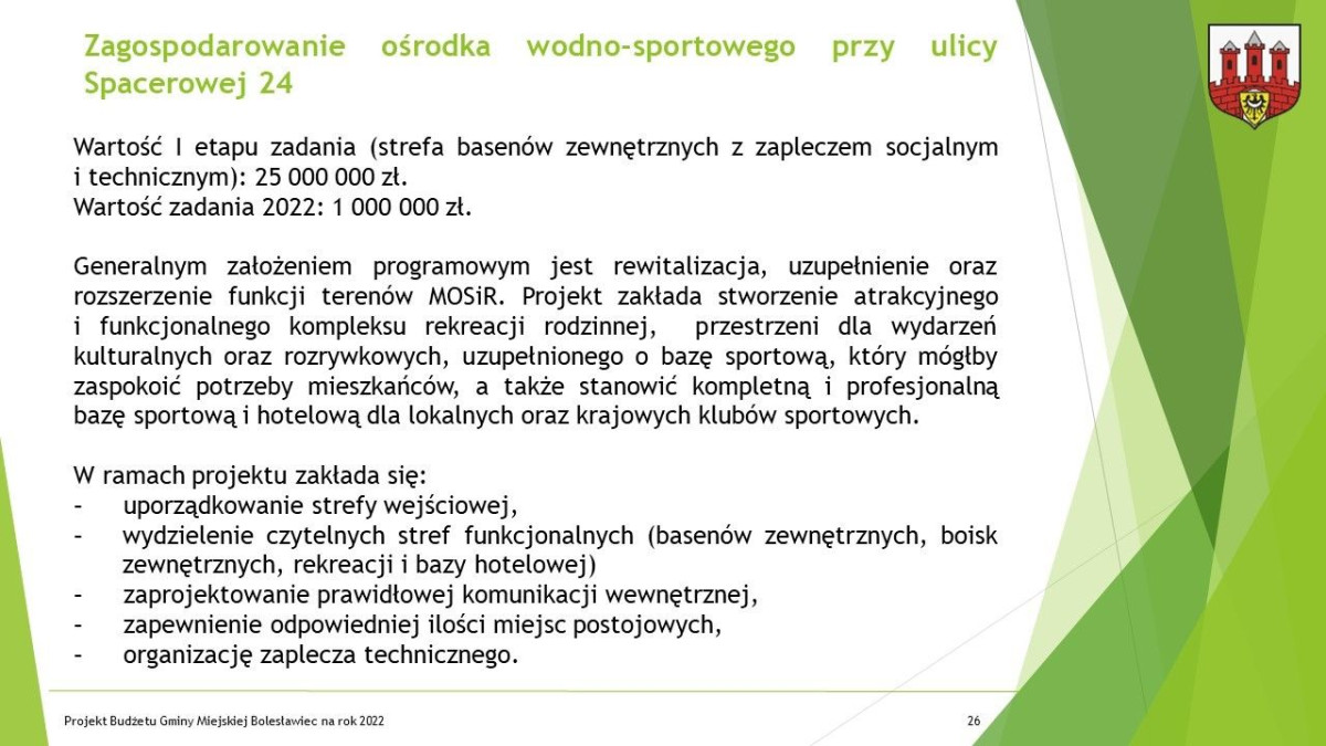Prezentacja dotycząca budżetu Miasta Bolesławiec na ten rok