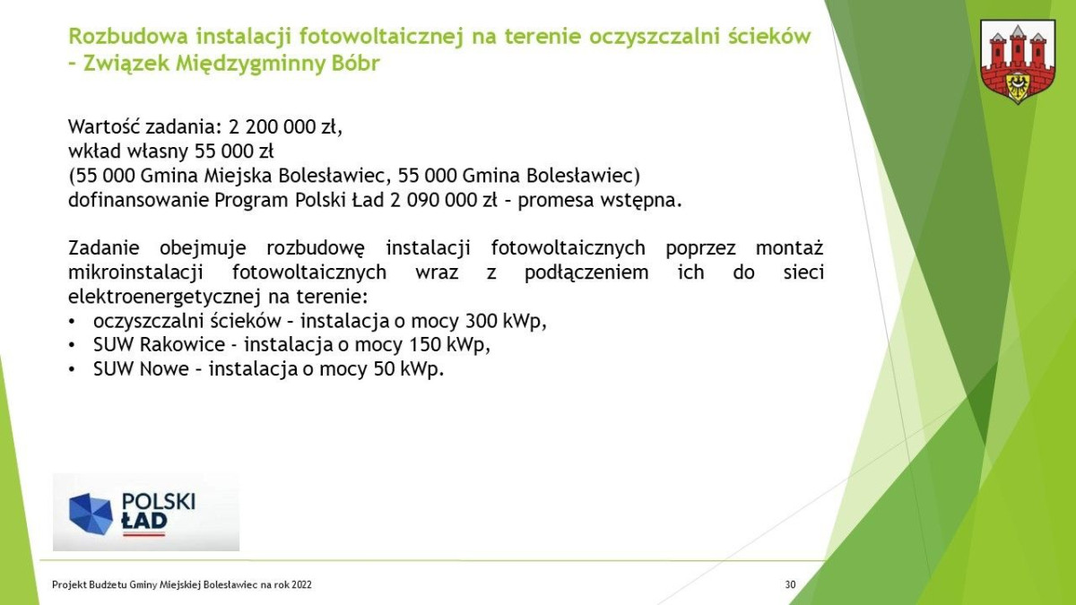 Prezentacja dotycząca budżetu Miasta Bolesławiec na ten rok