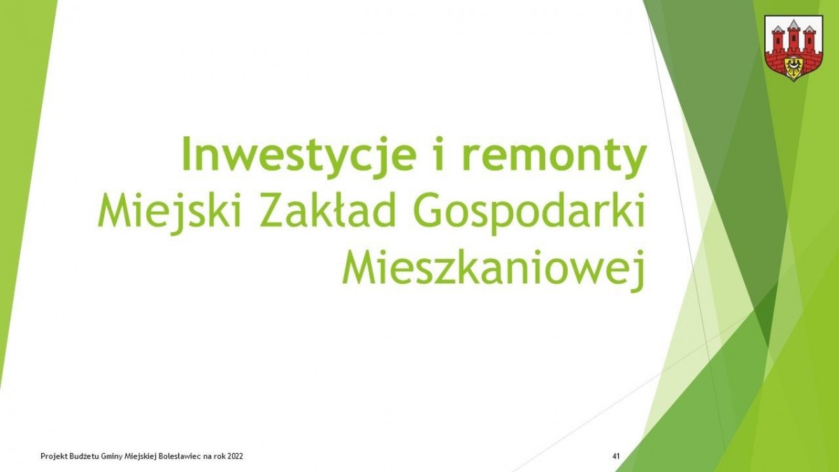 Prezentacja dotycząca budżetu Miasta Bolesławiec na ten rok