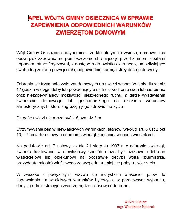 Apel wójta