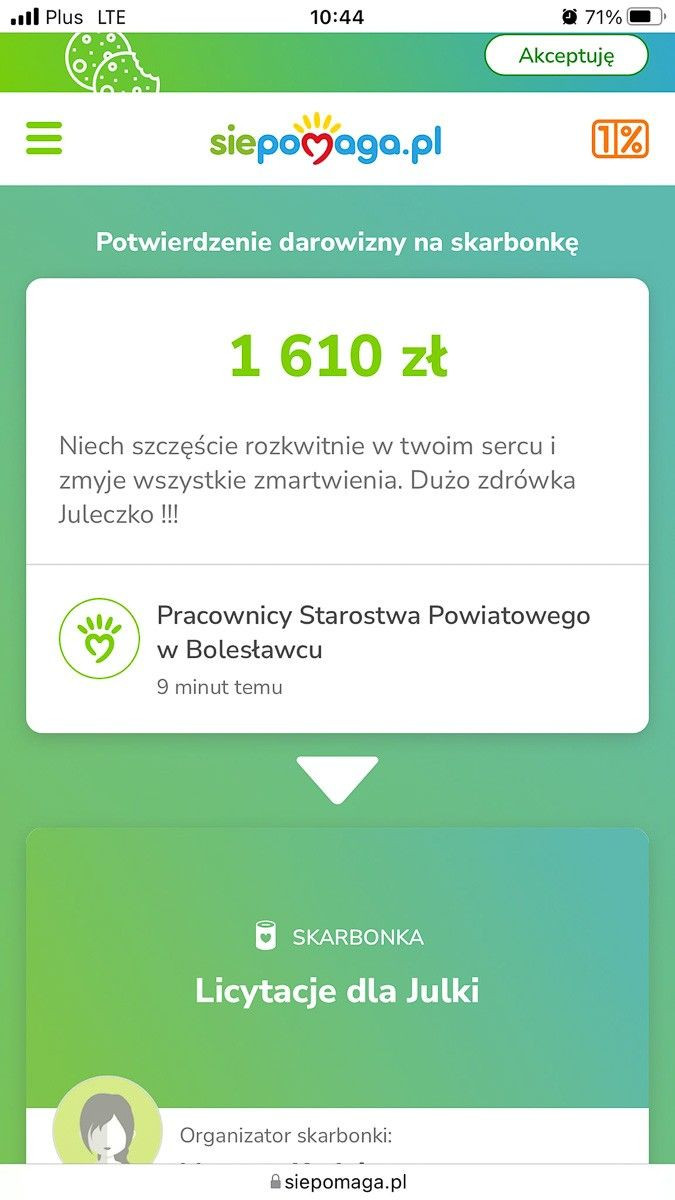 Pracownicy Starostwa Powiatowego w Bolesławcu wspierają Julkę