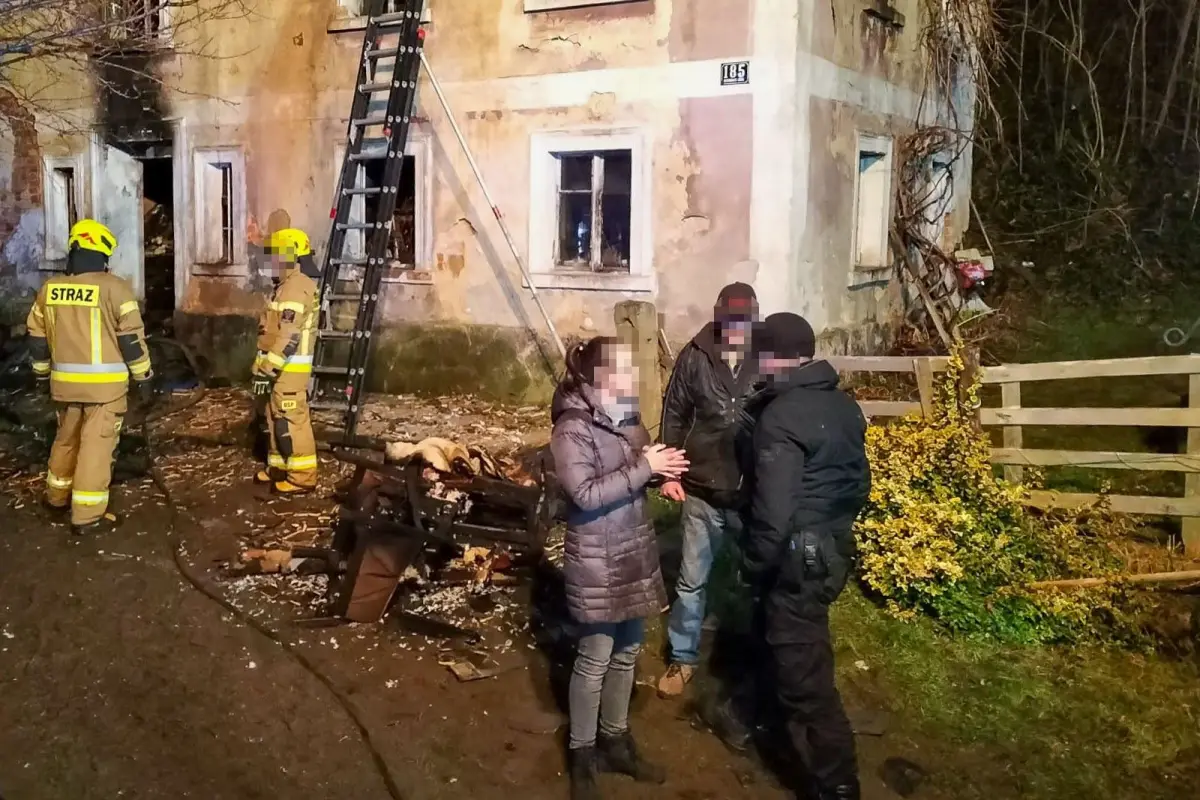 Spalony budynek w Raciborowicach Górnych