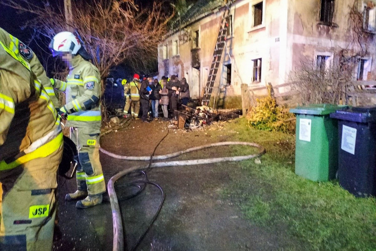 Spalony budynek w Raciborowicach Górnych