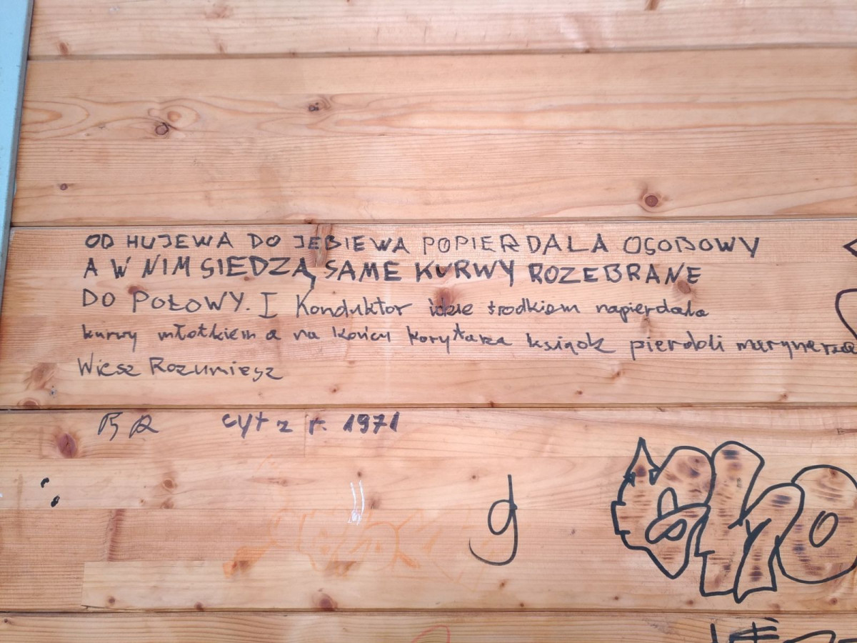 Zdewastowana muszla koncertowa w parku Bonina w Bolesławcu