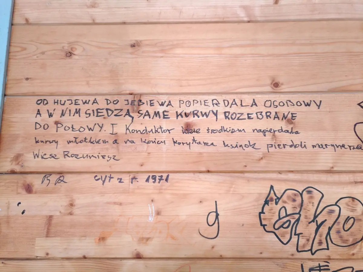 Zdewastowana muszla koncertowa w parku Bonina w Bolesławcu