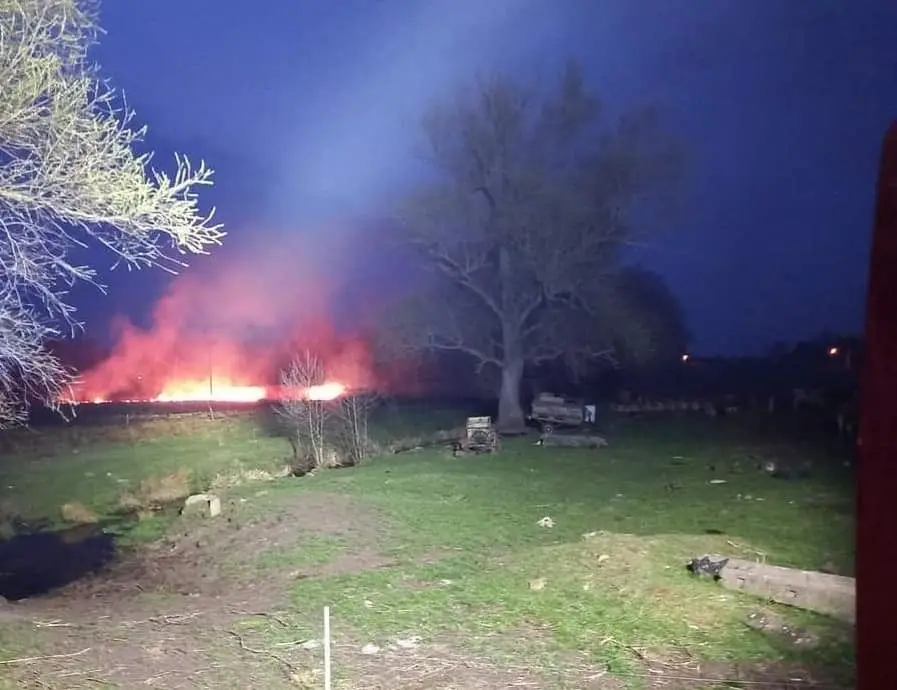 Fire service operations in the village of Modła