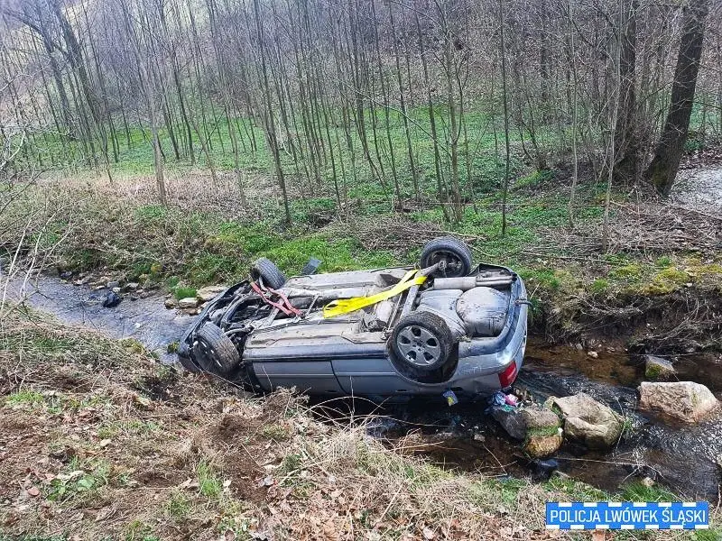 Audi dachowało w strumieniu
