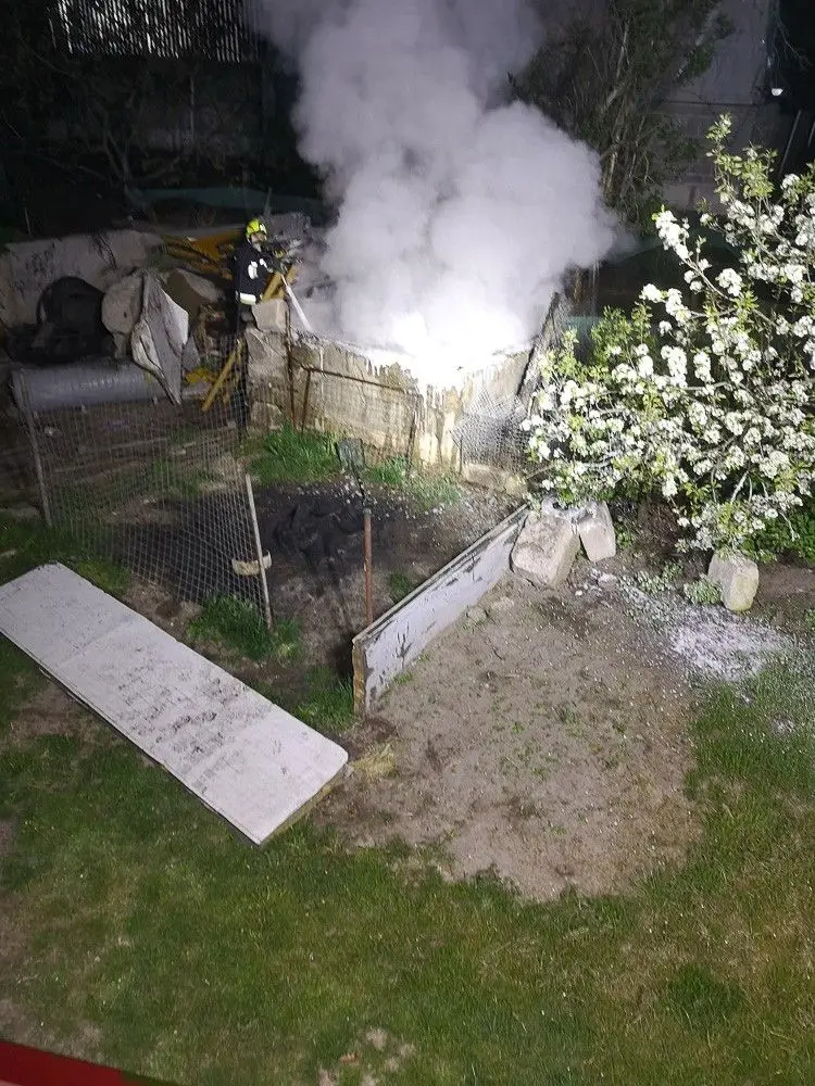 Nocny pożar w Krzyżowej