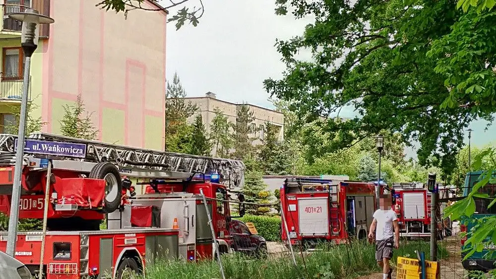 Pożar przy Wańkowicza w Bolesławcu