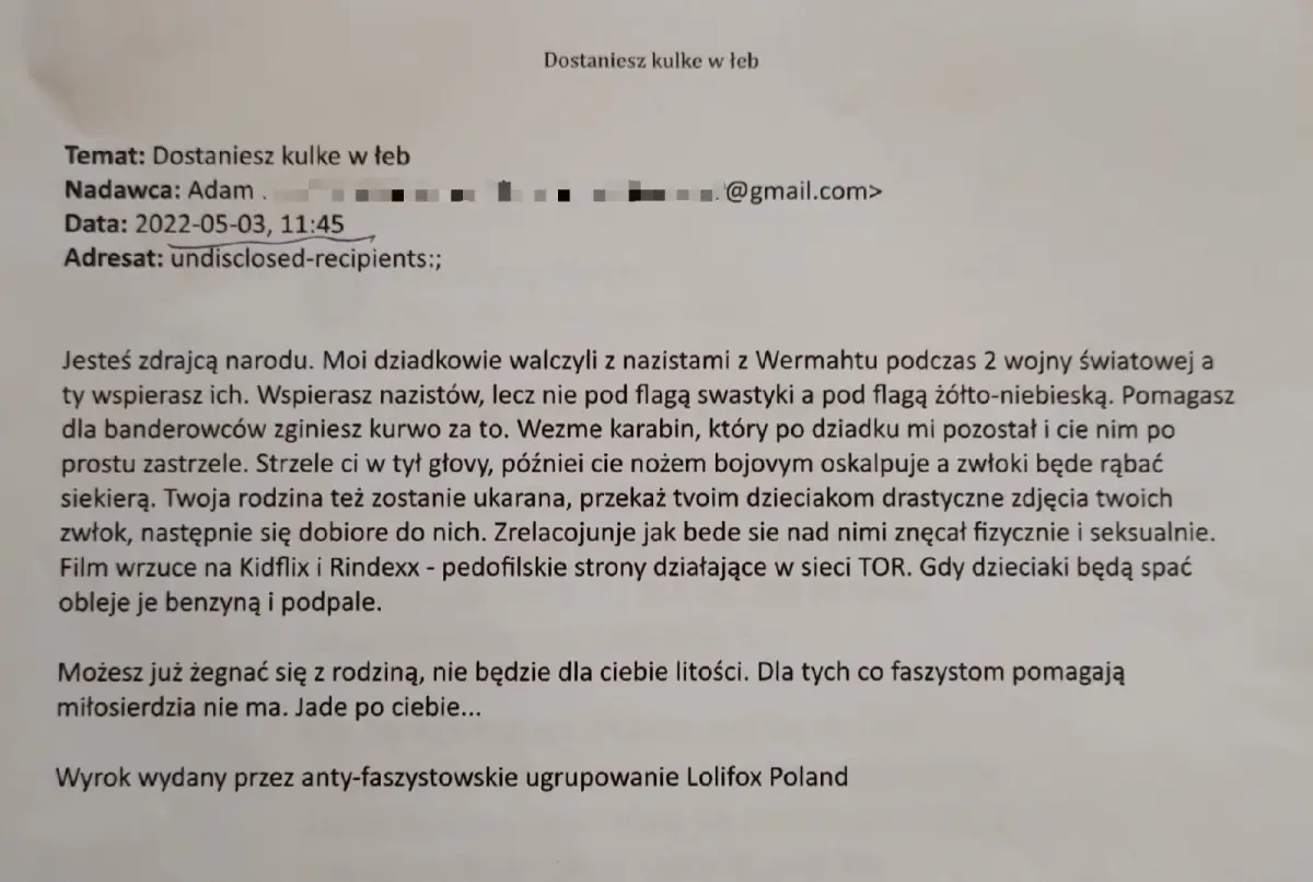 Wulgarny e-mail do prezydenta Piotra Romana