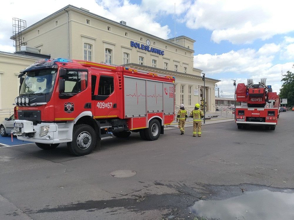 Akcja straży pożarnej na dworcu PKP