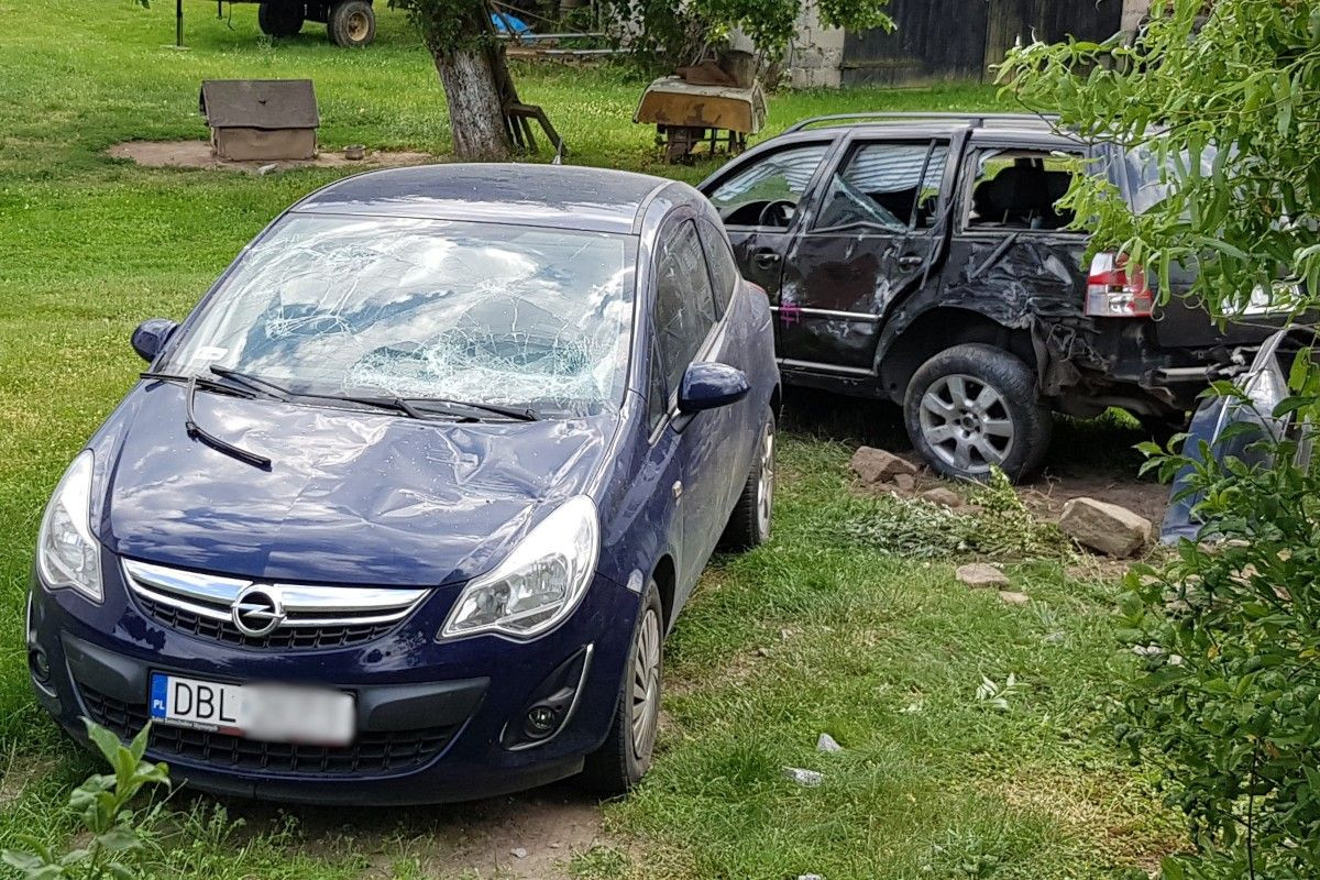 Rozwalił ogrodzenie, wpadł na posesję i uszkodził inny samochód