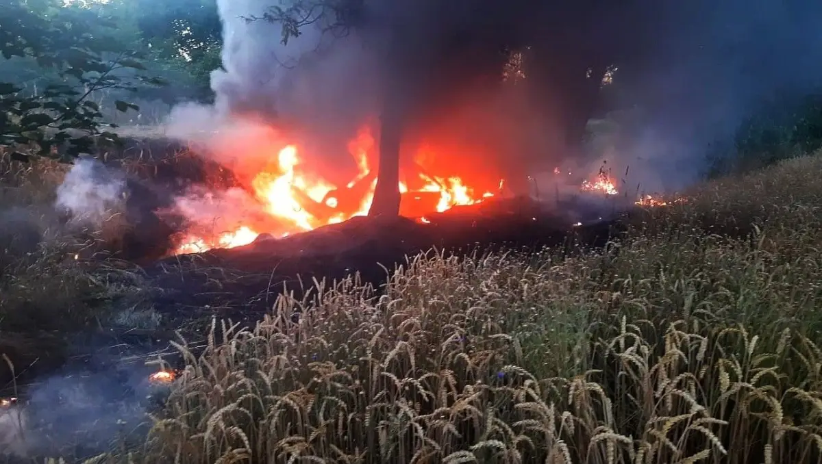 Pożar auta koło Chościszowic