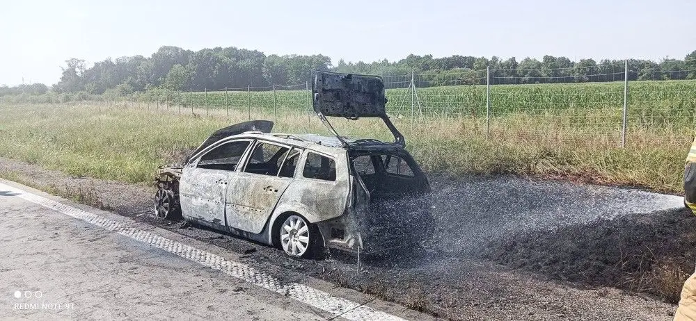 Pożar auta na A4