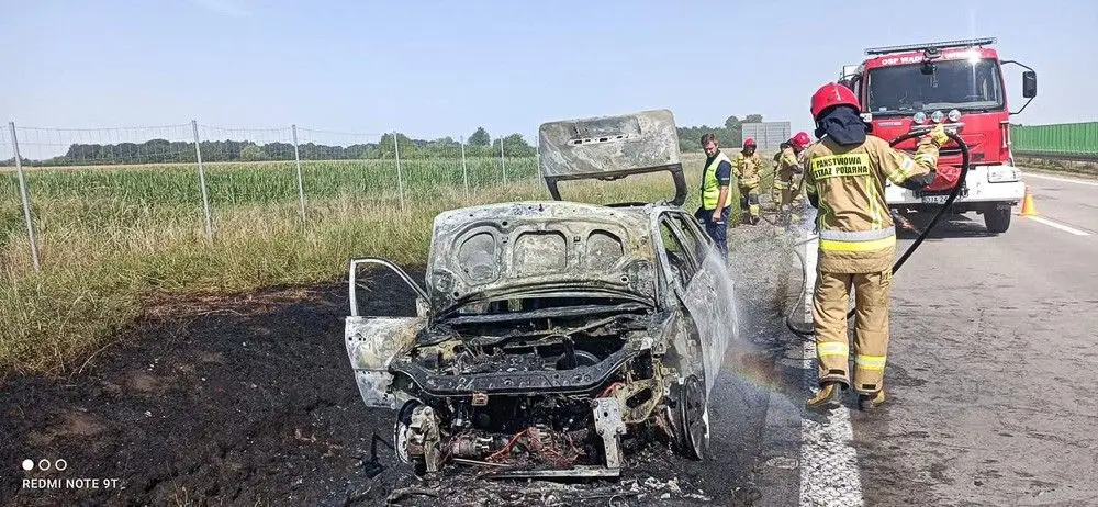 Pożar auta na A4
