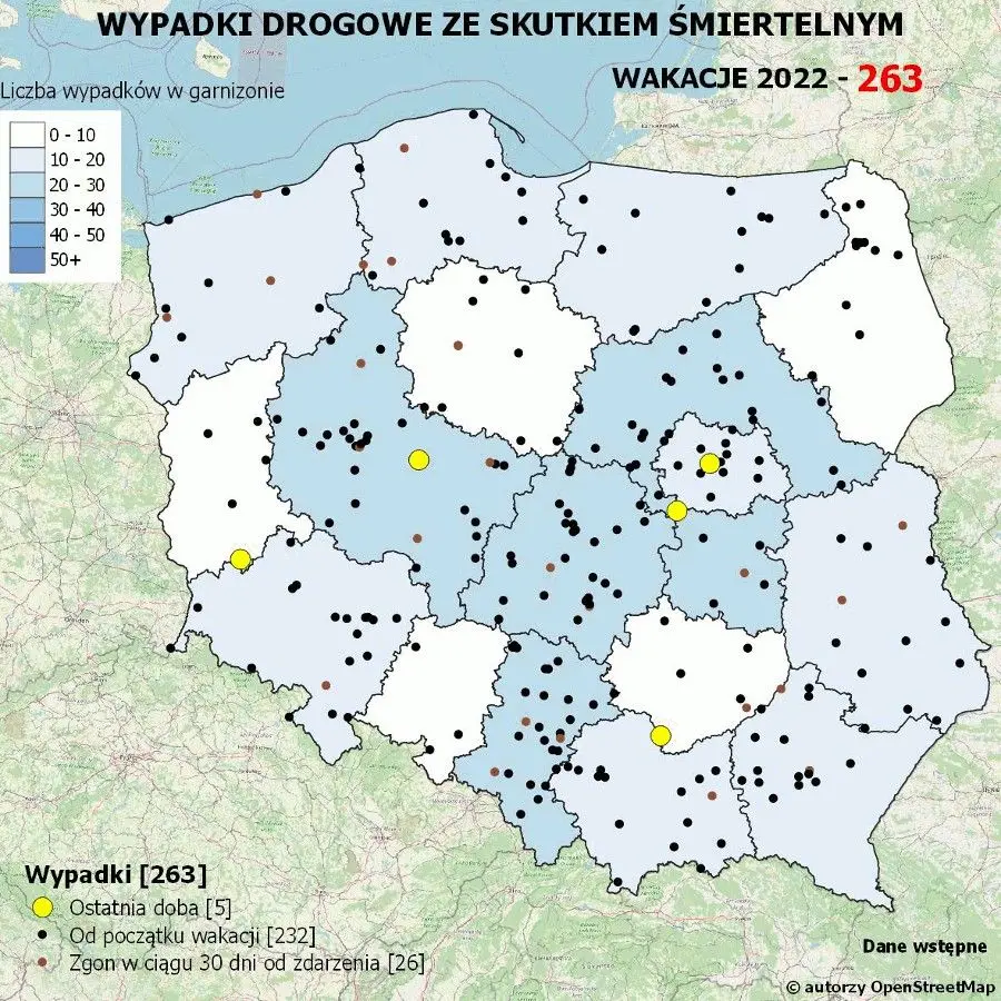Policyjna mapa wypadków drogowych