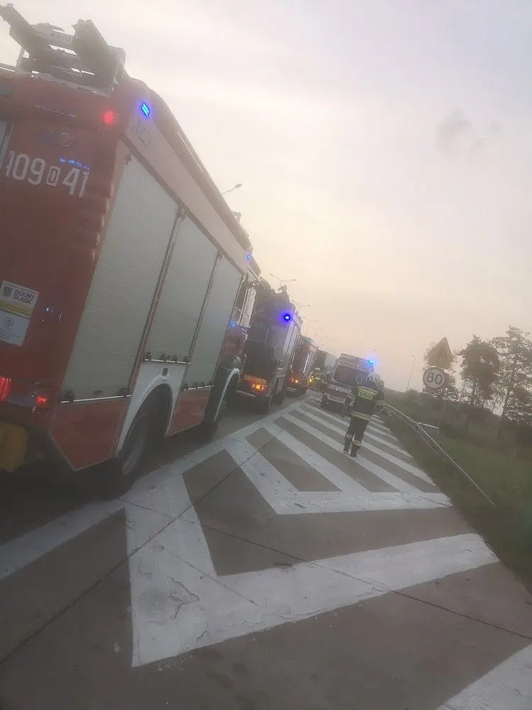Działania straży pożarnej na A4