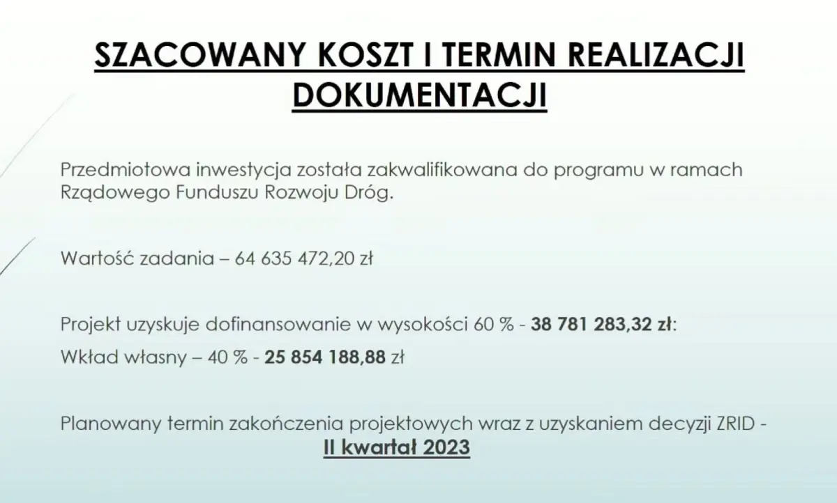 Szacowany koszt i termin realizacji dokumentcji
