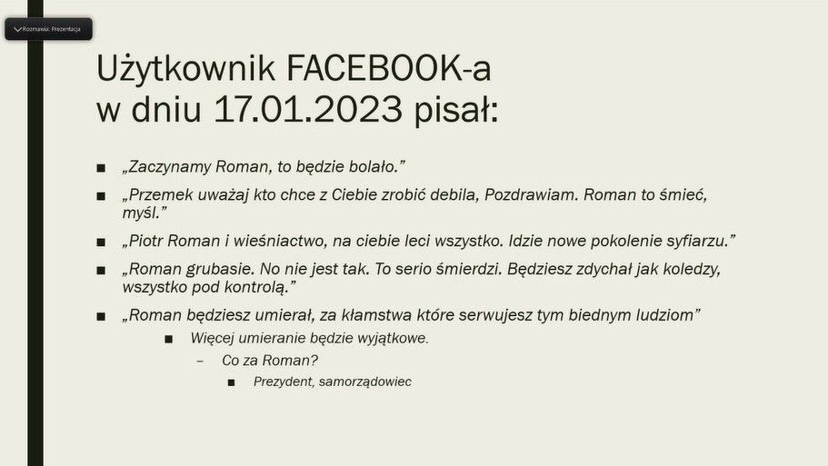 Hejterskie maile i wpis na Facebooku