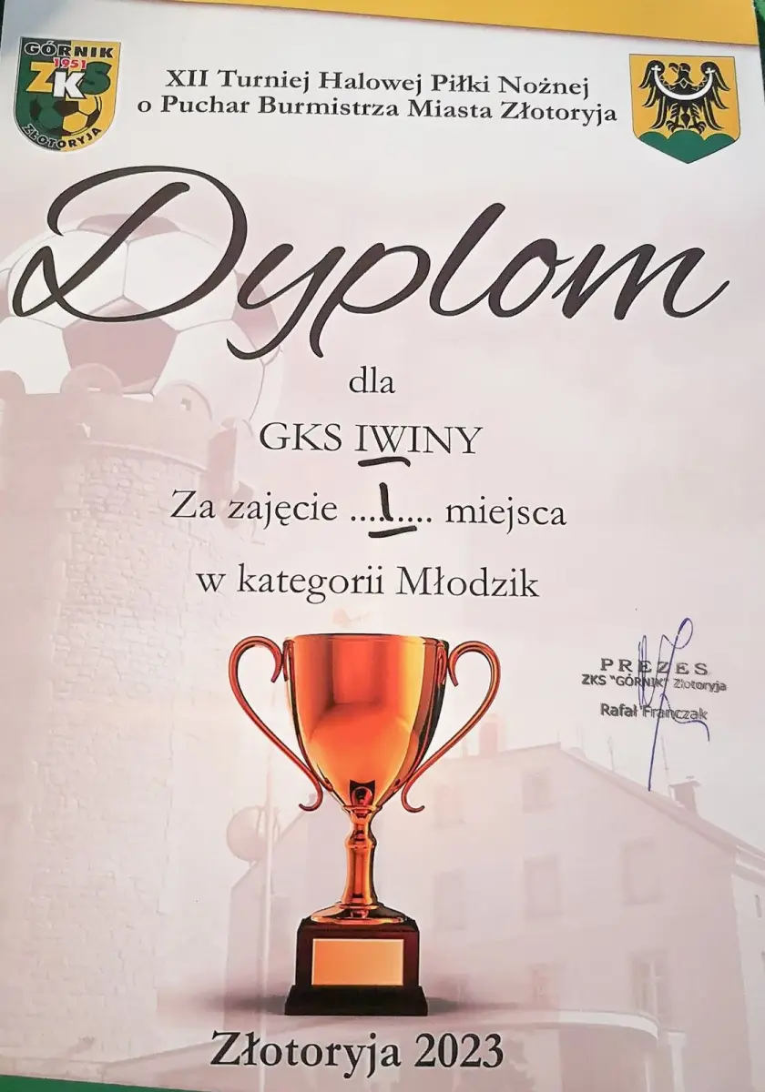 Юнаки GKS Iwiny посіли перше місце на Турнірі за Кубок бургомістра Złotoryi