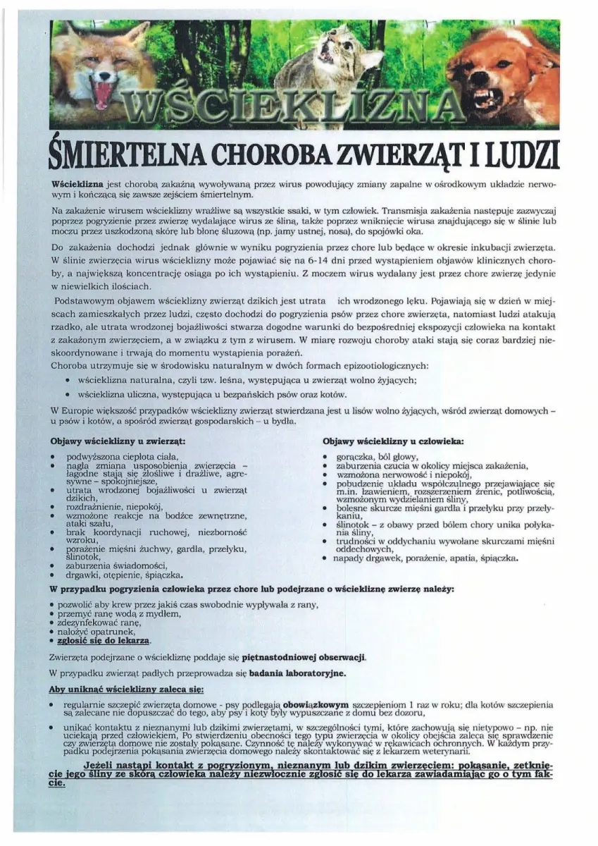 Materiały Powiatowego Lekarza Weterynarii w Bolesławcu