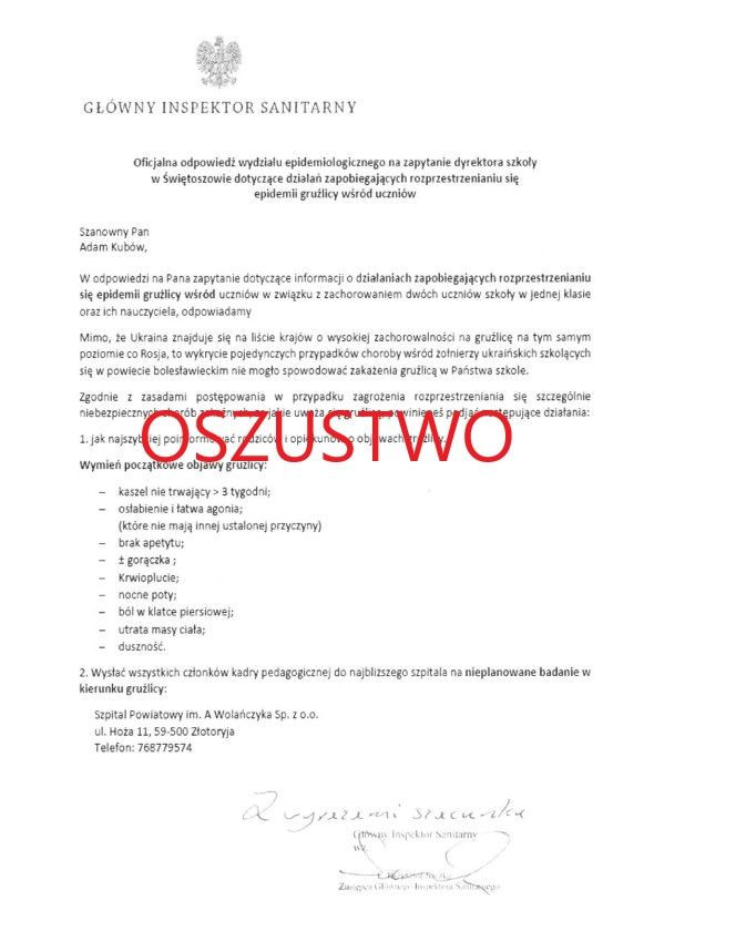 Oszuści podszywają się pod sanepid