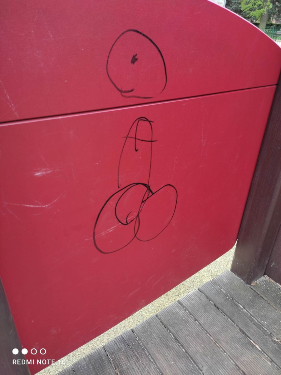 „Działalność” wandali w parku Bonina w Bolesławcu