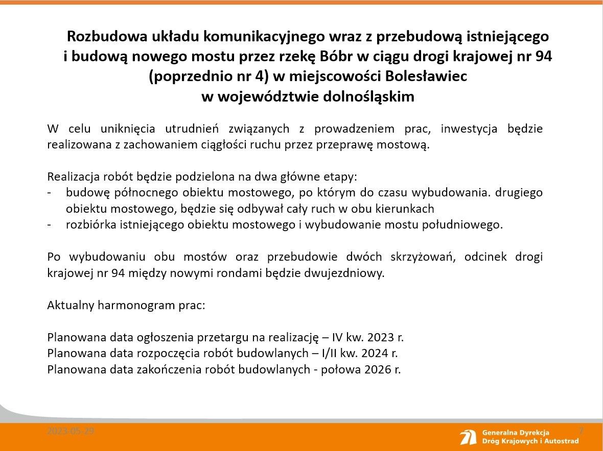 GDDKiA o nowym moście w Bolesławcu