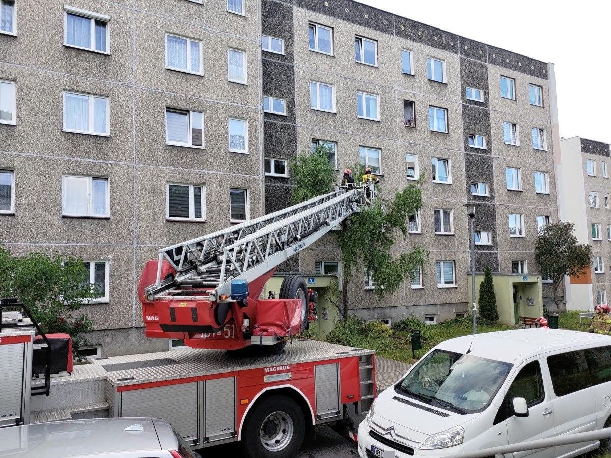 Akcja staży pożarnej przy ulicy Kleeberga w Bolesławcu