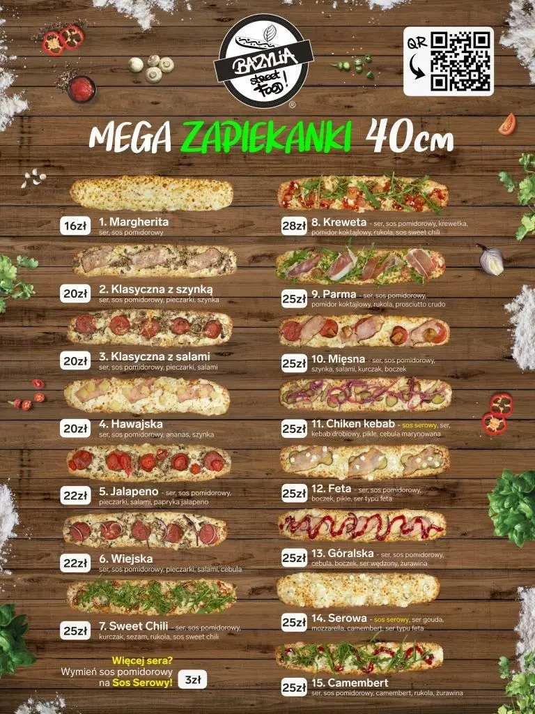 Mega Zapiekanki Bolesławiec – menu