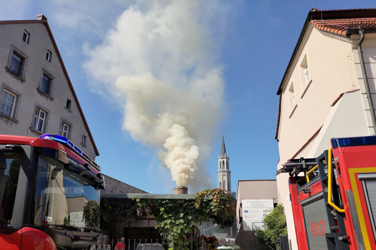 Zadymienie z pieca w Muzeum Ceramiki