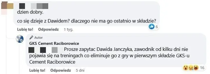 Wypowiedź klubu GKS na temat Dawida Janczyka
