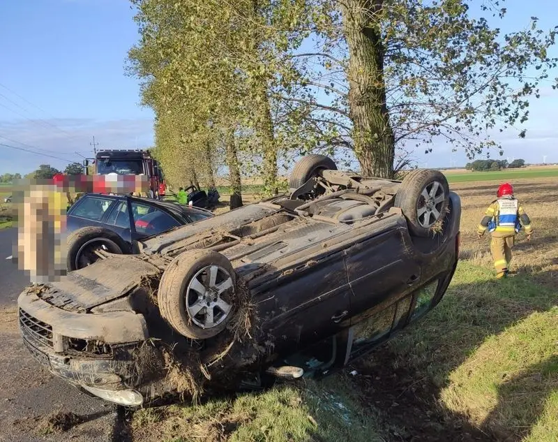 Kolizja na na prostym odcinku drogi wojewódzkiej nr 364 w kierunku Legnicy