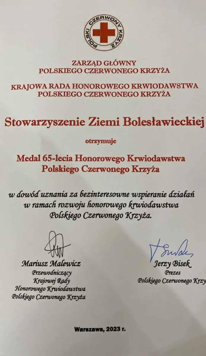Dyplom dla Ziemi Bolesławieckiej