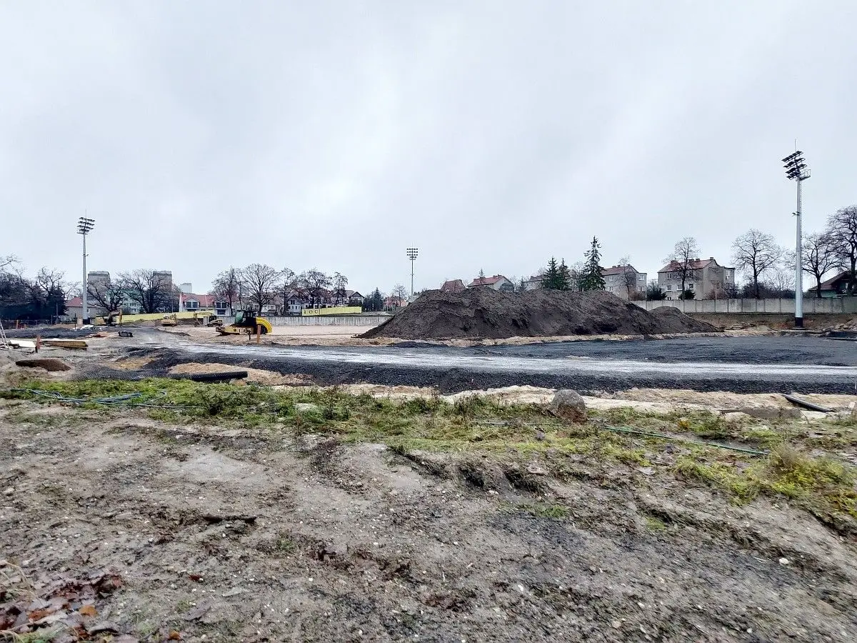Construction of the lighting system at the municipal stadium in Bolesławiec