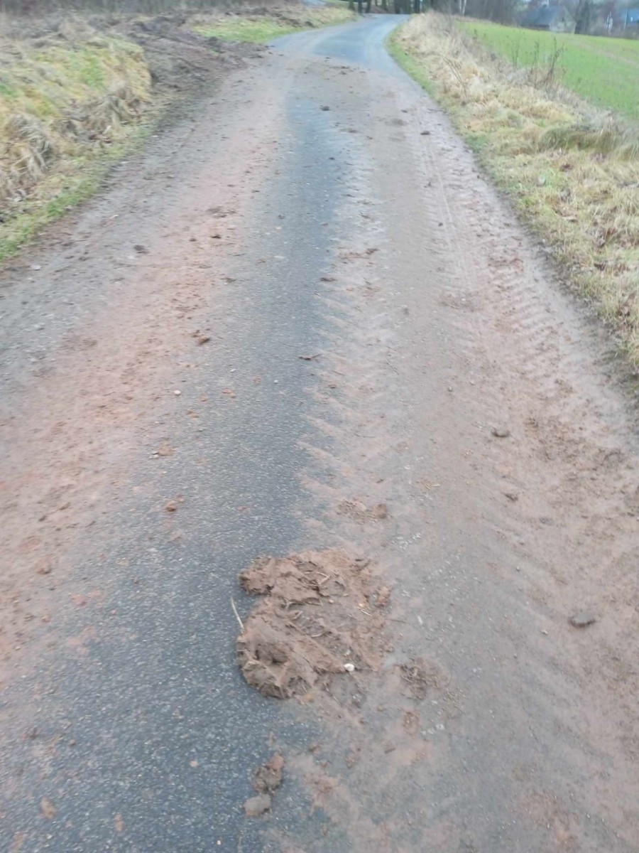 Zabłocona droga z Raciborowic do Iwin