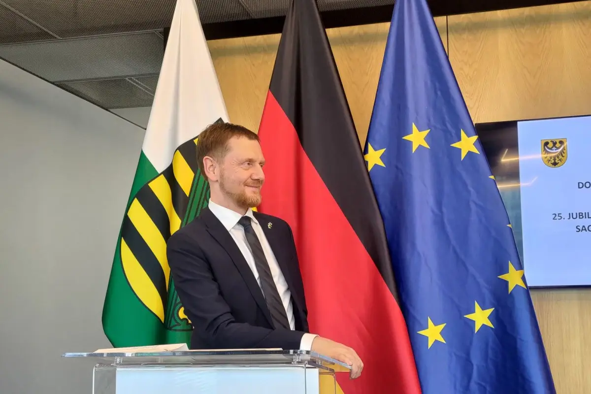 25-lecie współpracy, konferencja prasowa Marszałka i Premiera Saksonii