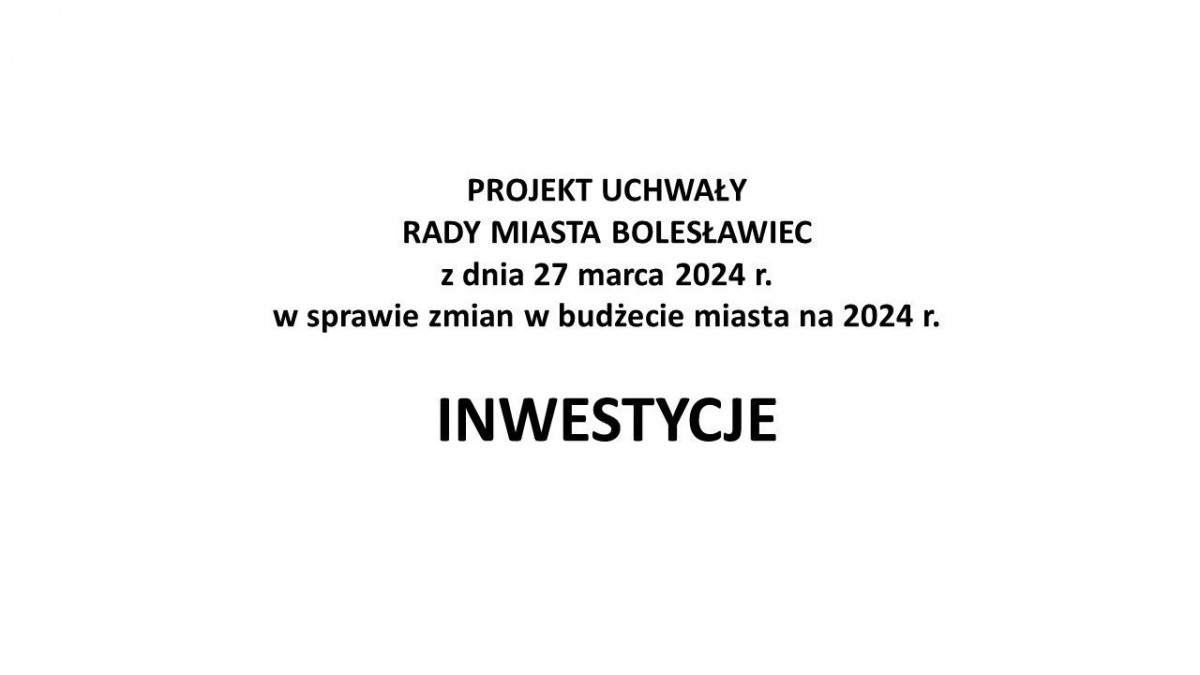 Prezentacja dotycząca inwestycji