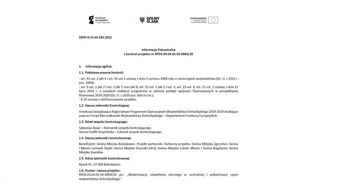 Prezentacja dotycząca modernizacji oświetlenia