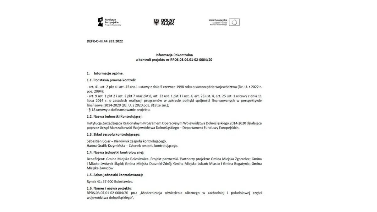 Prezentacja dotycząca modernizacji oświetlenia