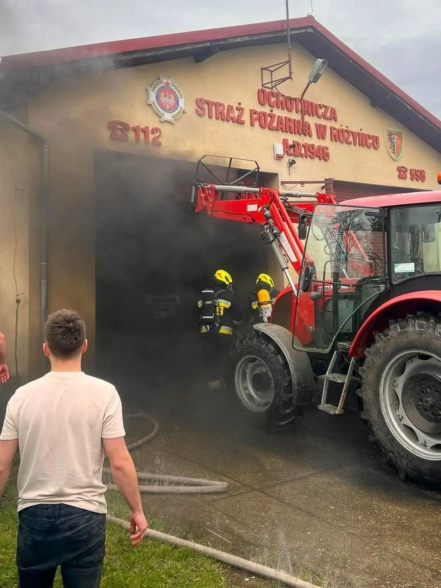 Pożar w remizie strażackiej w OSP Różyniec